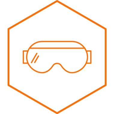 Turuncu çizgi kayak gözlüğü simgesi beyaz arkaplanda izole edildi. Ekstrem spor aletleri. vektör illüstrasyonu