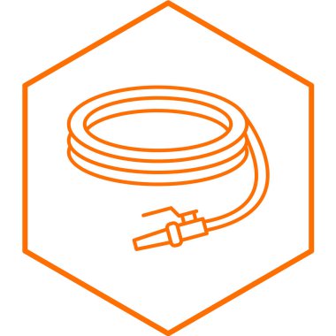 Turuncu çizgili su hortumu ikonu beyaz arkaplanda izole edilmiş. vektör illüstrasyonu