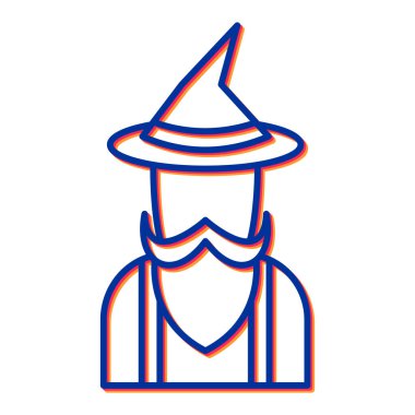 Ortaçağ erkek ikonu. Web için sihirbaz vektör simgelerinin özet çizimi