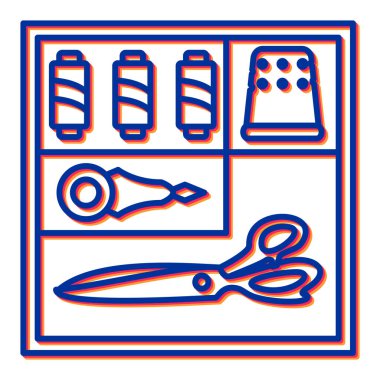 Çizgi makaslarını, saç fırçalarını, taraklarını ve tıraş bıçağını ayarla. Renk simgeleri. vektör