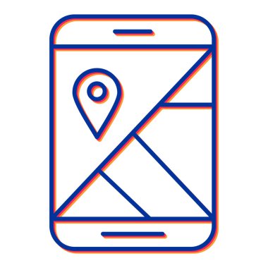 GPS navigasyon çizgisi biçim vektör çizimi tasarımı olan cep telefonu