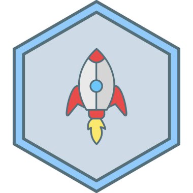 Roket. Web simgesi basit illüstrasyon