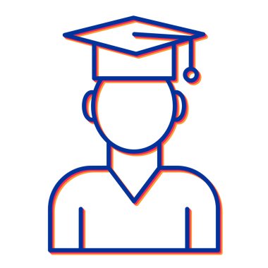 Mezuniyet ikonu vektörü. Mezuniyet şapkası tabelası. izole edilmiş sınır sembolü çizimi