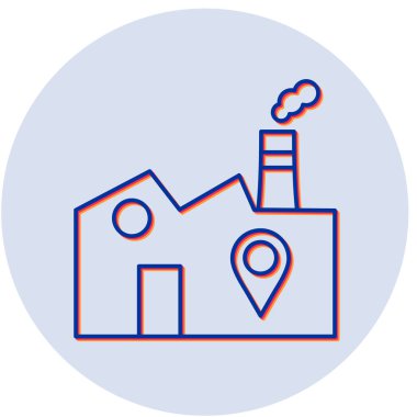 Fabrika Konum simgesinin vektör illüstrasyonu