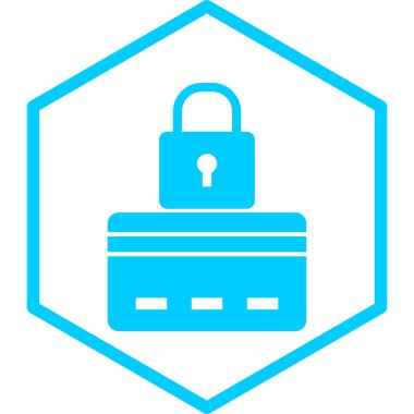  Güvenli kredi kartı simgesi, vektör illüstrasyonu basit tasarım