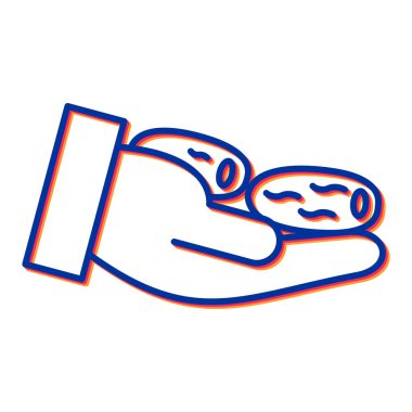 El ele tutuşan kredi kartı ikonu. Para vektör illüstrasyonunun ana hatları. izole edilmiş sınır biçimi.