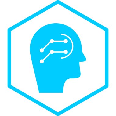 Beyin simgesi olan insan kafası, vektör illüstrasyonu