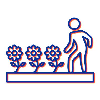 Çiçekli insan web simgesi basit tasarım illüstrasyonu