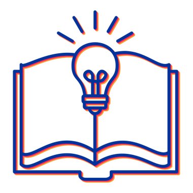 Ampul ikonlu kitap. vektör illüstrasyonu