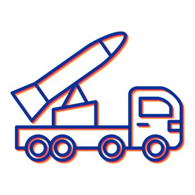 kargo kamyonu ikonu. Ana hatlı vinç taşıyıcı çizimi. İzole hat tarzı. lojistik ulaşım ve inşaat.