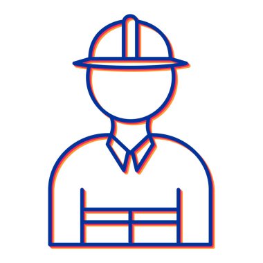 İnşaat işçisi ikon vektörü. İnce çizgi işareti. izole edilmiş sınır sembolü çizimi