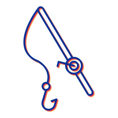 Balık kancası ikonu. Web için balık vektör simgelerinin özet çizimi