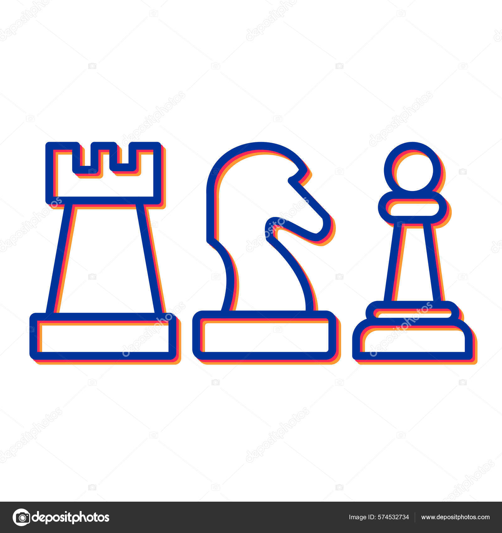 Chess king and queen icon. Simple game element illustration. Game