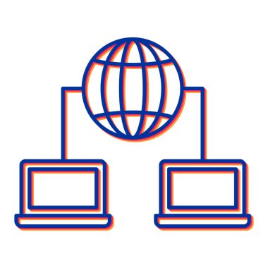 küresel ağ vektör illüstrasyonlu dizüstü bilgisayar