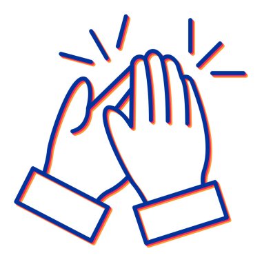 Eldiven ikonuyla el. Ana hatlı vektör çizimi. beyaz arkaplanda izole