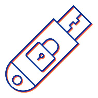 usb flash disk simge vektörü. İnce çizgi işareti. izole edilmiş sınır sembolü çizimi