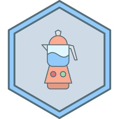 Çaydanlık ikonu. Web için kahve öğütücü vektör simgelerinin özet çizimi