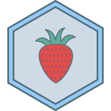 Çilekli. Web simgesi basit illüstrasyon