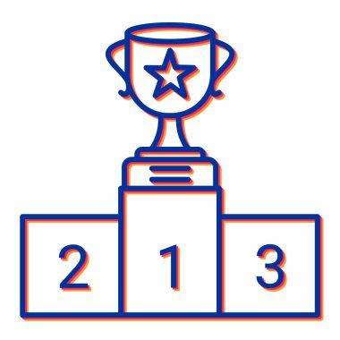 Ödül ve vektör illüstrasyonuyla kazanan podyum