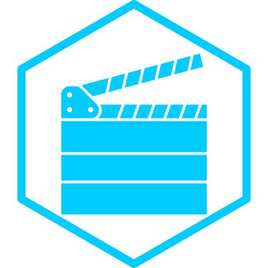 Film alkışlama simgesi. Beyaz arkaplanda izole edilmiş web tasarımı için film makarası vektör simgelerinin basit çizimi