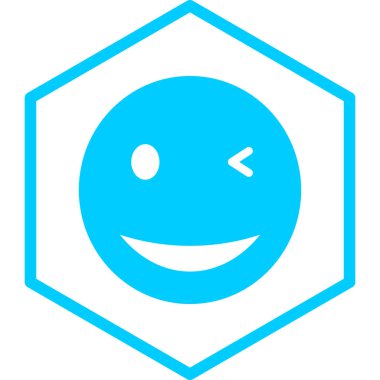 Göz kırpan yüz simgesi, vektör illüstrasyonu