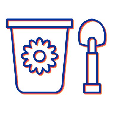 Bahçe küreği ikon vektörü. İnce çizgi işareti. izole edilmiş sınır sembolü çizimi