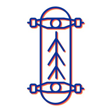 Kaykay ikonu vektörü. İnce çizgi işareti. izole edilmiş sınır sembolü çizimi