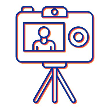 Beyaz arkaplanda izole edilmiş kamera simgesi vektörü, üç ayaklı şeffaf işaret