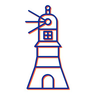 Ağ ve mobil uygulama tasarımınız için beyaz arkaplanda izole edilmiş deniz feneri simgesi vektörü, kilise logosu kavramı