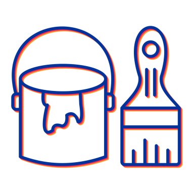 boya kovası ve fırça beyaz arkaplan vektör illüstrasyonunda izole