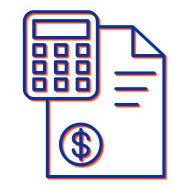 Dolar banknotları çizgisi biçim vektör illüstrasyon tasarımlı hesap makinesi