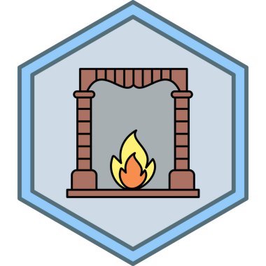 Şömine ikonu. Web için şömine vektör simgelerinin özet çizimi