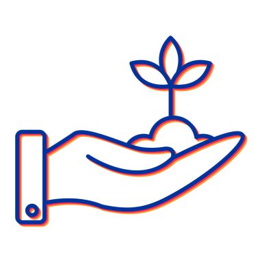 Bir bitkiyi tutan elin vektör çizimi