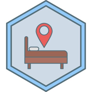 Otel konumu. Web simgesi basit illüstrasyon