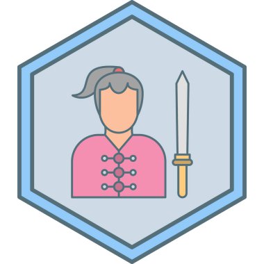 Ortaçağ kılıçlı bir adam. Basit resimleme