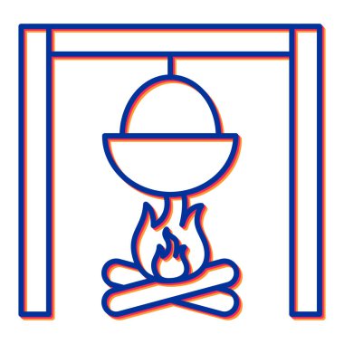 Şömine, ateş, soba, alev hattı ikonu. vektör illüstrasyonu