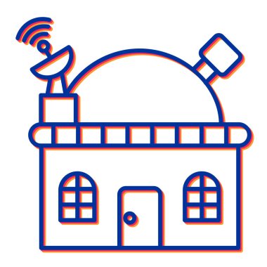 Uydu ile modern binanın vektör çizimi