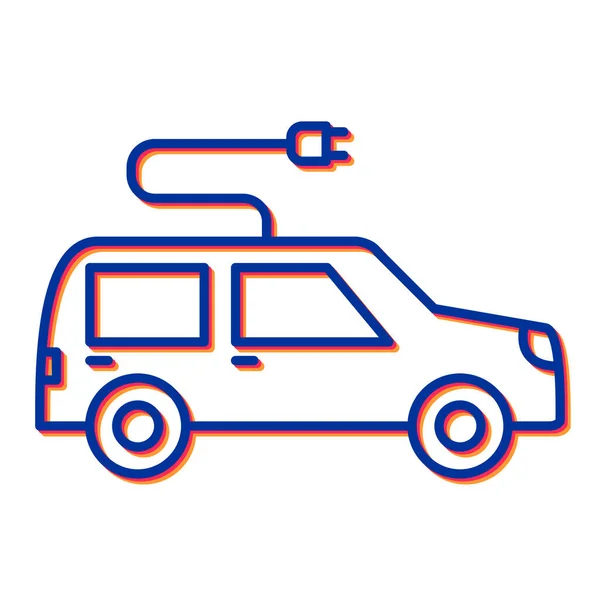 Elektro Auto Vektor Linie Symbol — Stockvektor