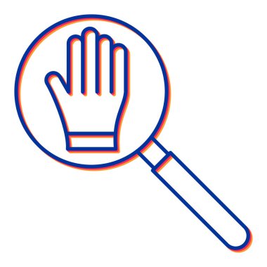 Büyüteç simgesi. Beyaz arkaplanda izole edilmiş web tasarımı için el ele büyüteç sembolü