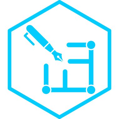 Mavi ve beyaz bir ikonun vektör illüstrasyonu