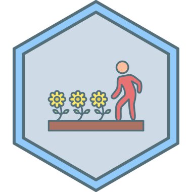 Bir adamın ve manzaranın vektör çizimi