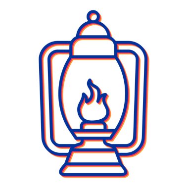 Beyaz zemin üzerinde yanan mum bulunan fenerin vektör çizimi.