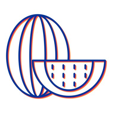 Bir karpuz simgesinin izole edilmiş tek bir nesnesinin vektör çizimi