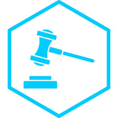 Müzayede için adalet simgesi. Basit vektör illüstrasyonu. Yargıç Tokmak imzası.