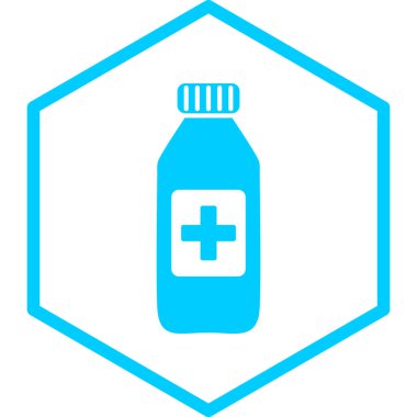 İlaç şişesi ikonu. Tıbbi eczane vektör illüstrasyon sembolünü özetle.