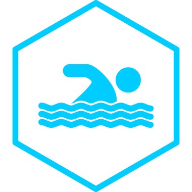 Yüzme havuzu ikonu. Web için yüzücü vektör simgelerinin özet çizimi