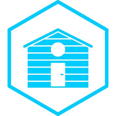 Mavi ve beyaz bir evin vektör illüstrasyonu