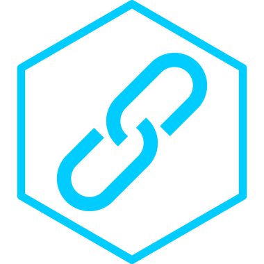 bağlantı vektör simgesi. biçim iki renkli düz sembol, mavi ve beyaz renkler, yuvarlak açılar, siyah arkaplan