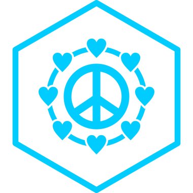 Barış ve aşk ikonu, basit tasarım vektörü çizimi