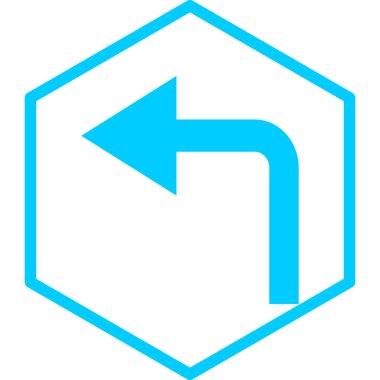 Sola vektör simgesine dön. biçim düz renkli semboller, beyaz arkaplan, gümüş sırttır